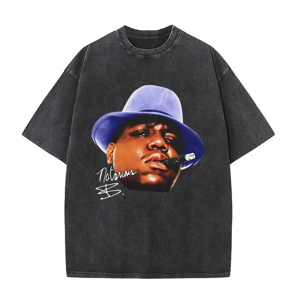 Washed Vintage the Notorious Big Ready to Die Big Poppa Album Graphic T Shirts Men Women'S Hip Hop Rapper Biggie Smalls T-Shirts