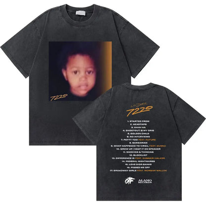 Washed Vintage Rapper Lil Durk Healing Tour T-Shirt Men Women Hip Hop Fashion Oversized Tshirt Male Casual 100% Cotton T Shirts