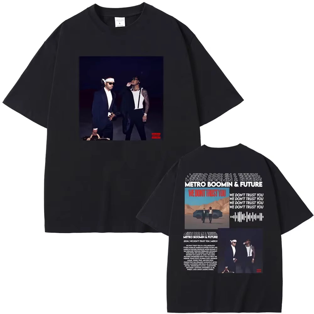 Rapper Metro Boomin Heroes & Villains Double Sided Print T-Shirts Men Women Hip Hop Vintage Oversize Tshirt Male Cool Streetwear