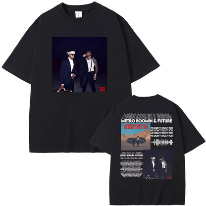 Rapper Metro Boomin Heroes & Villains Double Sided Print T-Shirts Men Women Hip Hop Vintage Oversize Tshirt Male Cool Streetwear