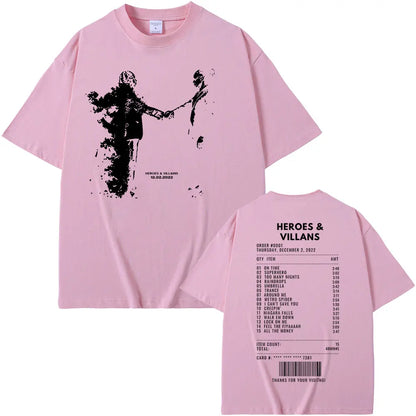 Rapper Metro Boomin Heroes & Villains Double Sided Print T-Shirts Men Women Hip Hop Vintage Oversize Tshirt Male Cool Streetwear