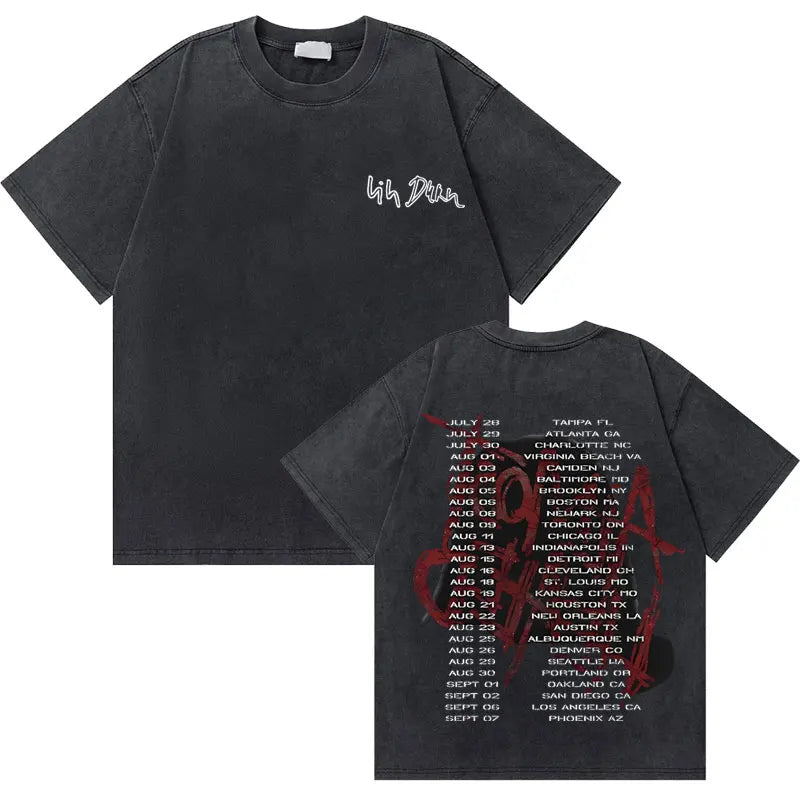 Washed Vintage Rapper Lil Durk Healing Tour T-Shirt Men Women Hip Hop Fashion Oversized Tshirt Male Casual 100% Cotton T Shirts