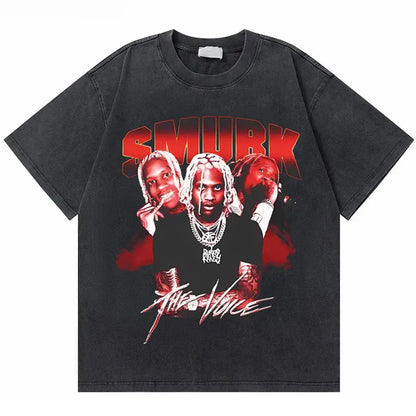 Washed Vintage Rapper Lil Durk Healing Tour T-Shirt Men Women Hip Hop Fashion Oversized Tshirt Male Casual 100% Cotton T Shirts