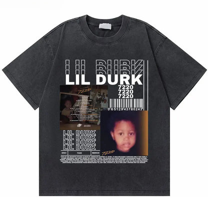 Washed Vintage Rapper Lil Durk Healing Tour T-Shirt Men Women Hip Hop Fashion Oversized Tshirt Male Casual 100% Cotton T Shirts