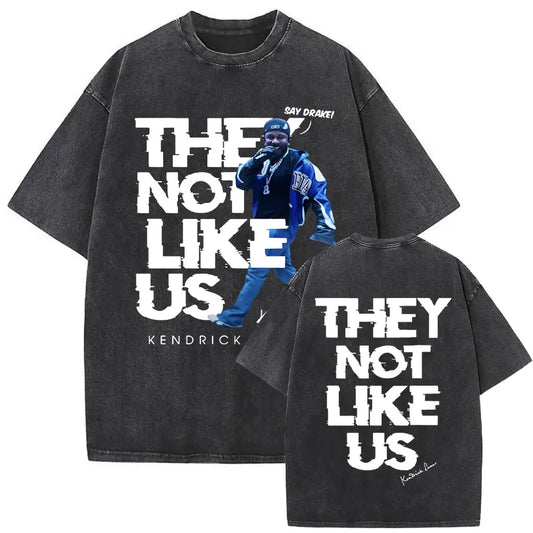 Limited Rapper Kendrick Lamar They Not like Us Washed Vintage T-Shirt Summer Men Women Hip Hop Oversized Street Crewneck T Shirt