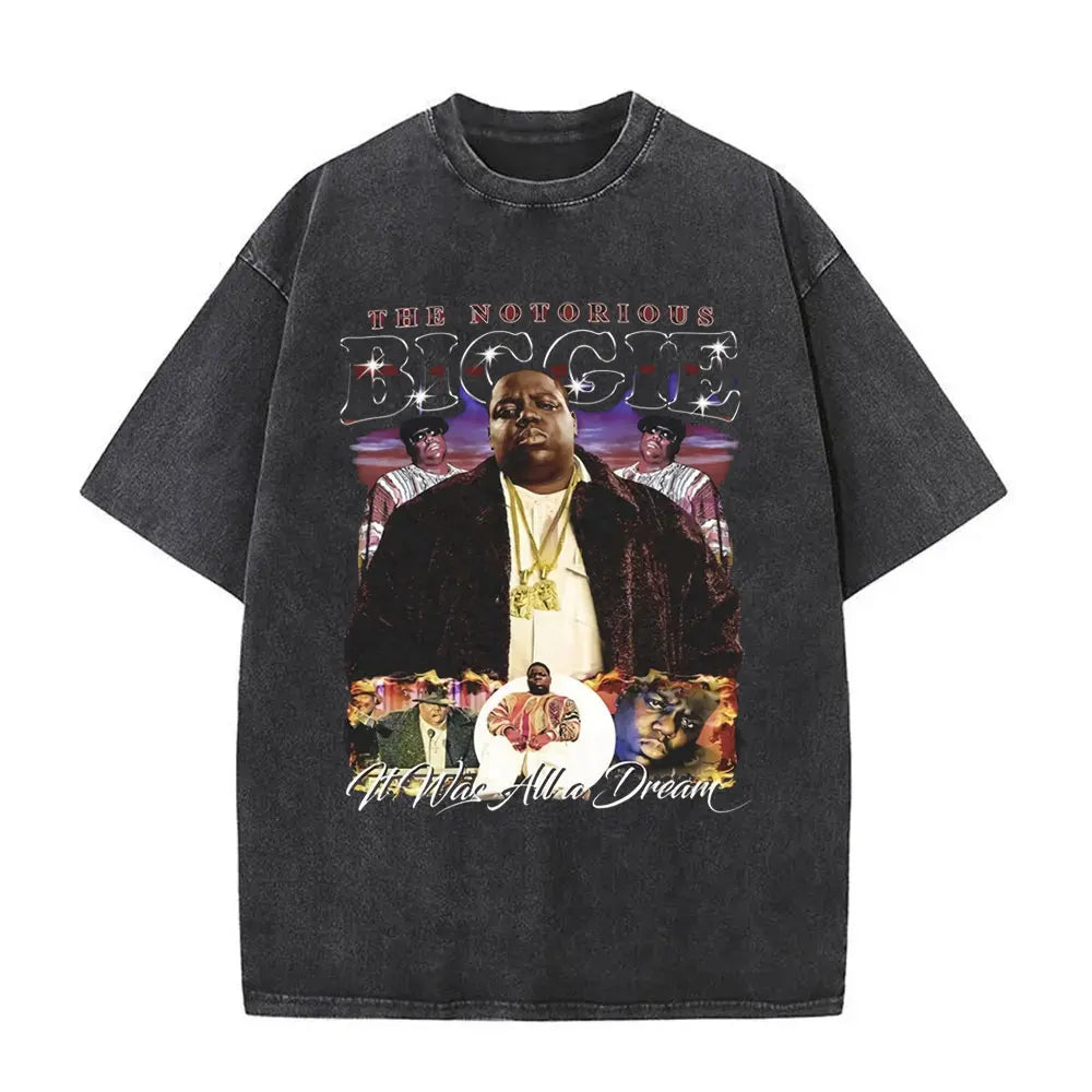 Washed Vintage the Notorious Big Ready to Die Big Poppa Album Graphic T Shirts Men Women'S Hip Hop Rapper Biggie Smalls T-Shirts