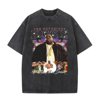 Washed Vintage the Notorious Big Ready to Die Big Poppa Album Graphic T Shirts Men Women'S Hip Hop Rapper Biggie Smalls T-Shirts