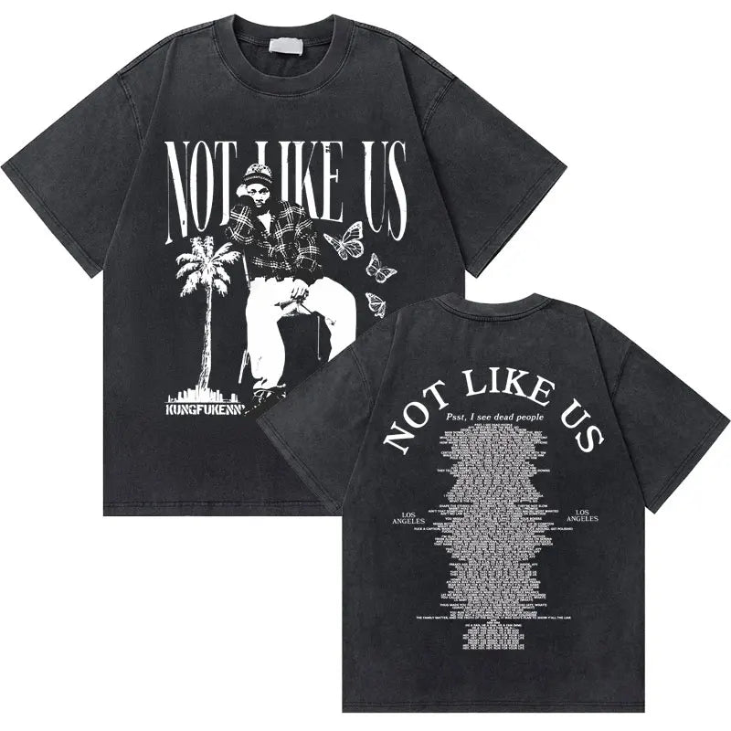 Washed Vintage Rapper Kendrick Lamar to Pimp a Butterfly Graphic Tshirt Men Hip Hop Rap Style T Shirts Male Oversized T-Shirts