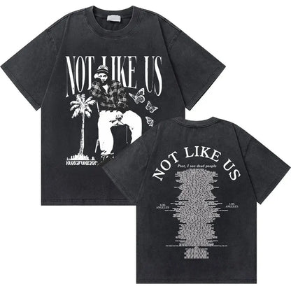 Washed Vintage Rapper Kendrick Lamar to Pimp a Butterfly Graphic Tshirt Men Hip Hop Rap Style T Shirts Male Oversized T-Shirts