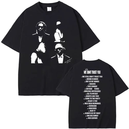Rapper Metro Boomin Heroes & Villains Double Sided Print T-Shirts Men Women Hip Hop Vintage Oversize Tshirt Male Cool Streetwear