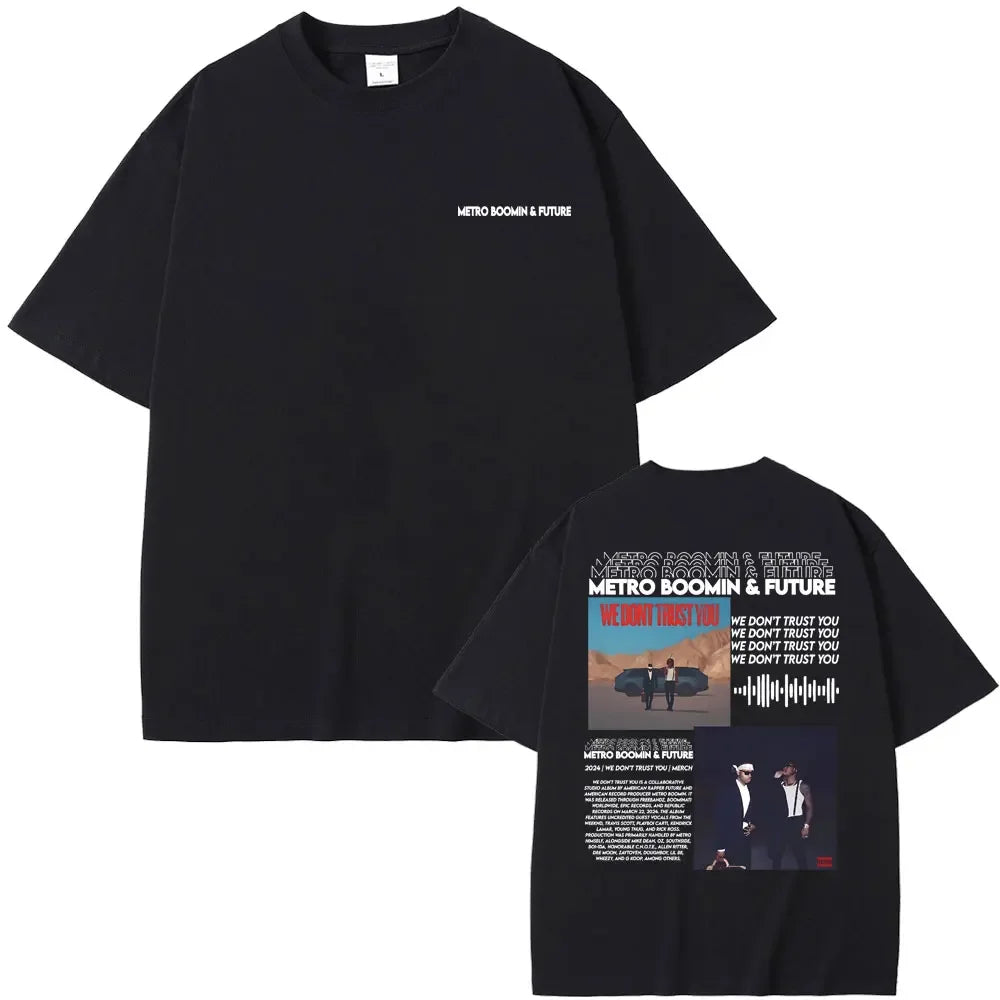 Rapper Metro Boomin Heroes & Villains Double Sided Print T-Shirts Men Women Hip Hop Vintage Oversize Tshirt Male Cool Streetwear