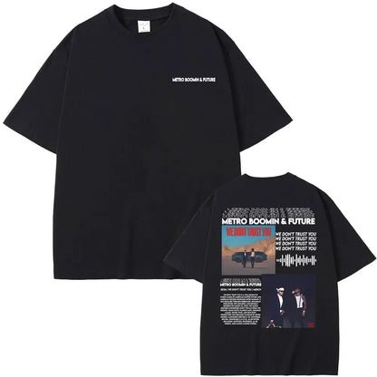 Rapper Metro Boomin Heroes & Villains Double Sided Print T-Shirts Men Women Hip Hop Vintage Oversize Tshirt Male Cool Streetwear