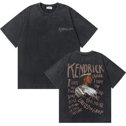 Washed Vintage Rapper Kendrick Lamar to Pimp a Butterfly Graphic Tshirt Men Hip Hop Rap Style T Shirts Male Oversized T-Shirts