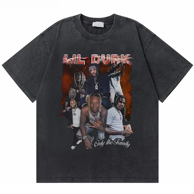 Washed Vintage Rapper Lil Durk Healing Tour T-Shirt Men Women Hip Hop Fashion Oversized Tshirt Male Casual 100% Cotton T Shirts