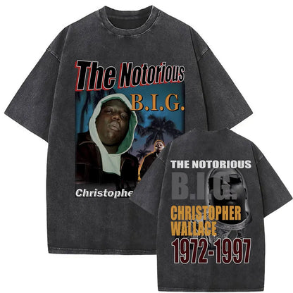 Washed Vintage the Notorious Big Ready to Die Big Poppa Album Graphic T Shirts Men Women'S Hip Hop Rapper Biggie Smalls T-Shirts