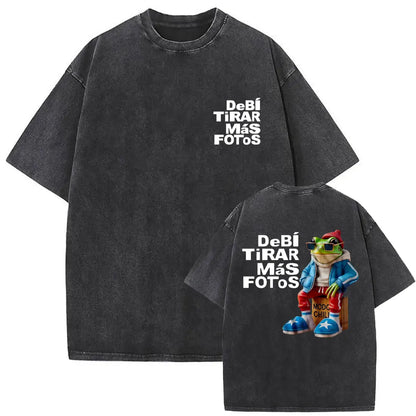 Washed Vintage Rapper Bad Bunny Debi Tirar Mas Fotos DTMF Graphic T Shirt Male Hip Hop Harajuku T-Shirt Men'S Oversized T-Shirts