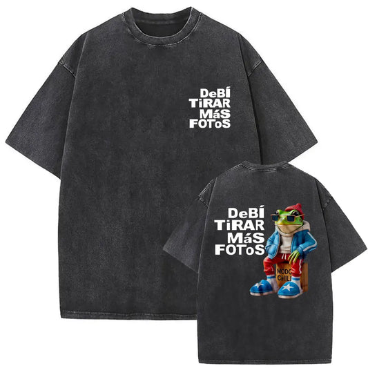 Washed Vintage Rapper Bad Bunny Debi Tirar Mas Fotos DTMF Graphic T Shirt Male Hip Hop Harajuku T-Shirt Men'S Oversized T-Shirts