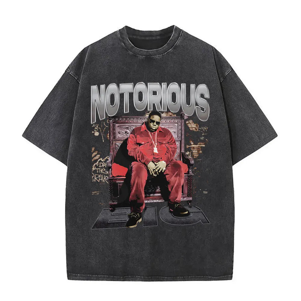 Washed Vintage the Notorious Big Ready to Die Big Poppa Album Graphic T Shirts Men Women'S Hip Hop Rapper Biggie Smalls T-Shirts