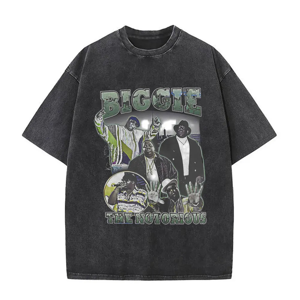 Washed Vintage the Notorious Big Ready to Die Big Poppa Album Graphic T Shirts Men Women'S Hip Hop Rapper Biggie Smalls T-Shirts