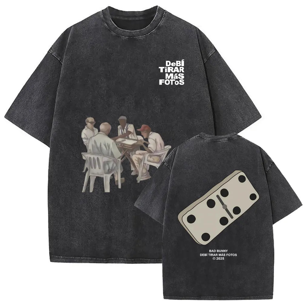 Washed Vintage Rapper Bad Bunny Debi Tirar Mas Fotos DTMF Graphic T Shirt Male Hip Hop Harajuku T-Shirt Men'S Oversized T-Shirts
