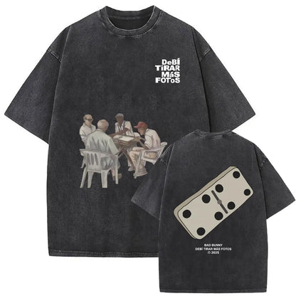 Washed Vintage Rapper Bad Bunny Debi Tirar Mas Fotos DTMF Graphic T Shirt Male Hip Hop Harajuku T-Shirt Men'S Oversized T-Shirts