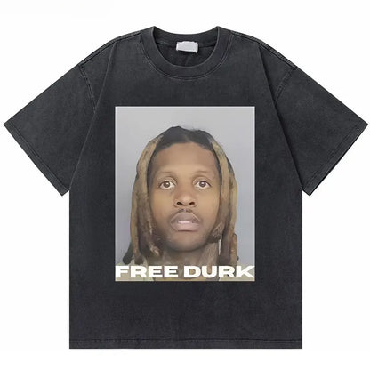 Washed Vintage Rapper Lil Durk Healing Tour T-Shirt Men Women Hip Hop Fashion Oversized Tshirt Male Casual 100% Cotton T Shirts