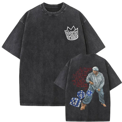 Washed Vintage the Notorious Big Ready to Die Big Poppa Album Graphic T Shirts Men Women'S Hip Hop Rapper Biggie Smalls T-Shirts
