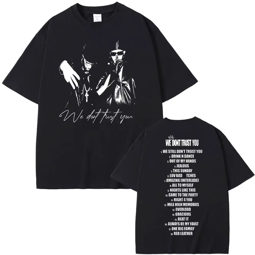 Rapper Metro Boomin Heroes & Villains Double Sided Print T-Shirts Men Women Hip Hop Vintage Oversize Tshirt Male Cool Streetwear
