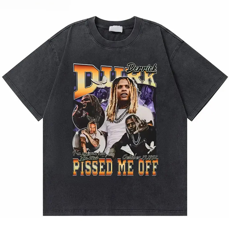 Washed Vintage Rapper Lil Durk Healing Tour T-Shirt Men Women Hip Hop Fashion Oversized Tshirt Male Casual 100% Cotton T Shirts