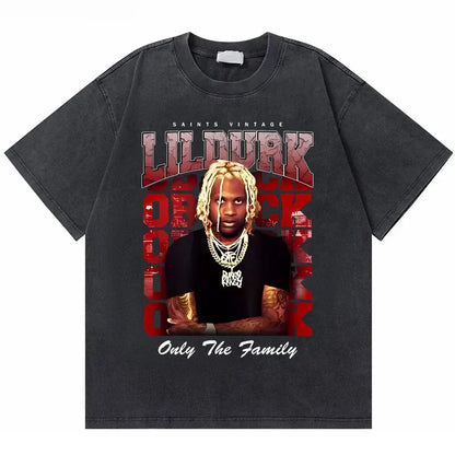 Washed Vintage Rapper Lil Durk Healing Tour T-Shirt Men Women Hip Hop Fashion Oversized Tshirt Male Casual 100% Cotton T Shirts