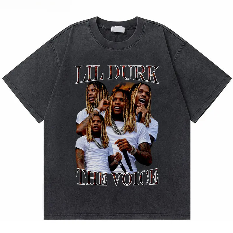 Washed Vintage Rapper Lil Durk Healing Tour T-Shirt Men Women Hip Hop Fashion Oversized Tshirt Male Casual 100% Cotton T Shirts