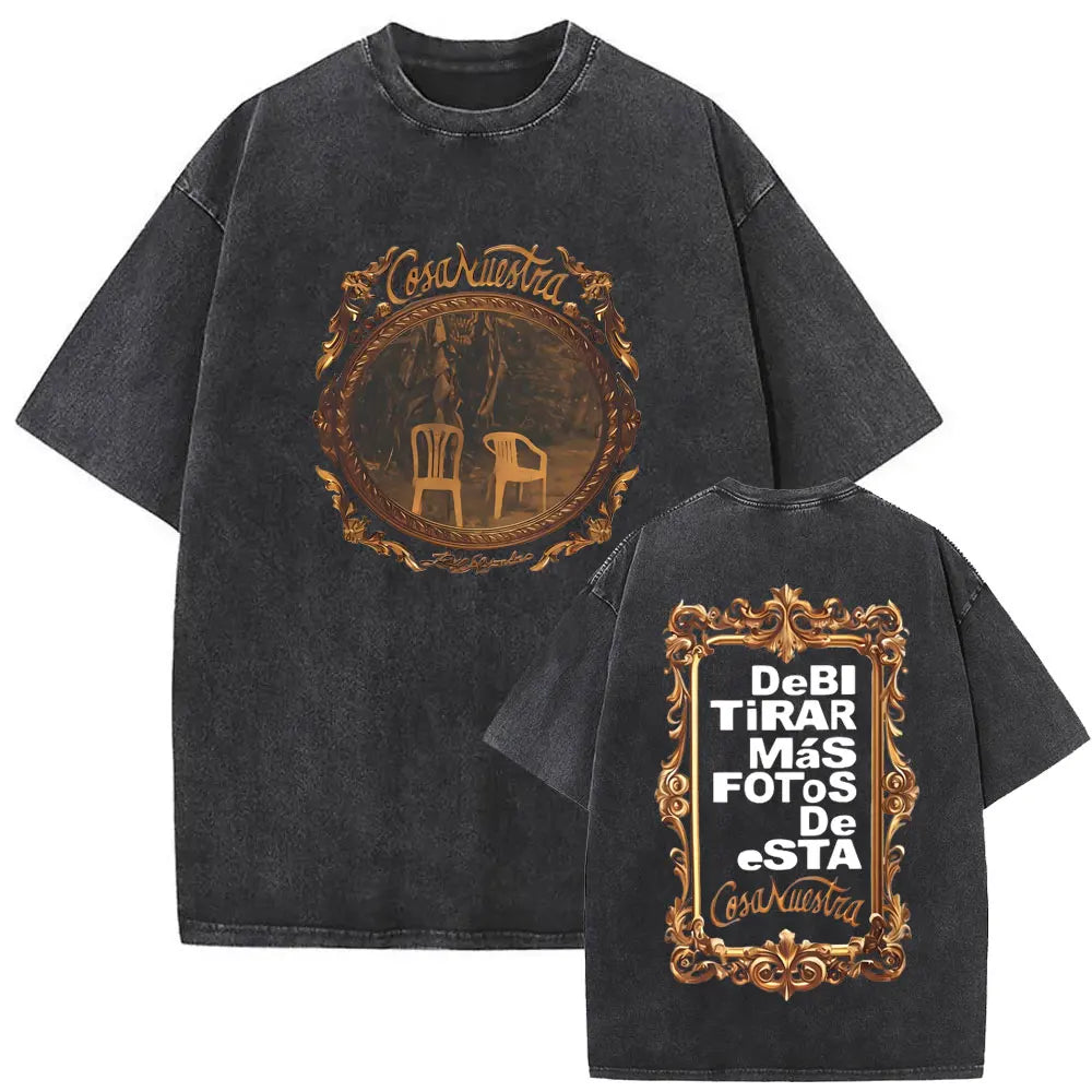 Washed Vintage Rapper Bad Bunny Debi Tirar Mas Fotos DTMF Graphic T Shirt Male Hip Hop Harajuku T-Shirt Men'S Oversized T-Shirts