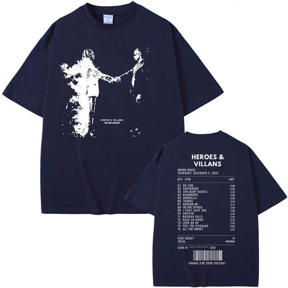 Rapper Metro Boomin Heroes & Villains Double Sided Print T-Shirts Men Women Hip Hop Vintage Oversize Tshirt Male Cool Streetwear