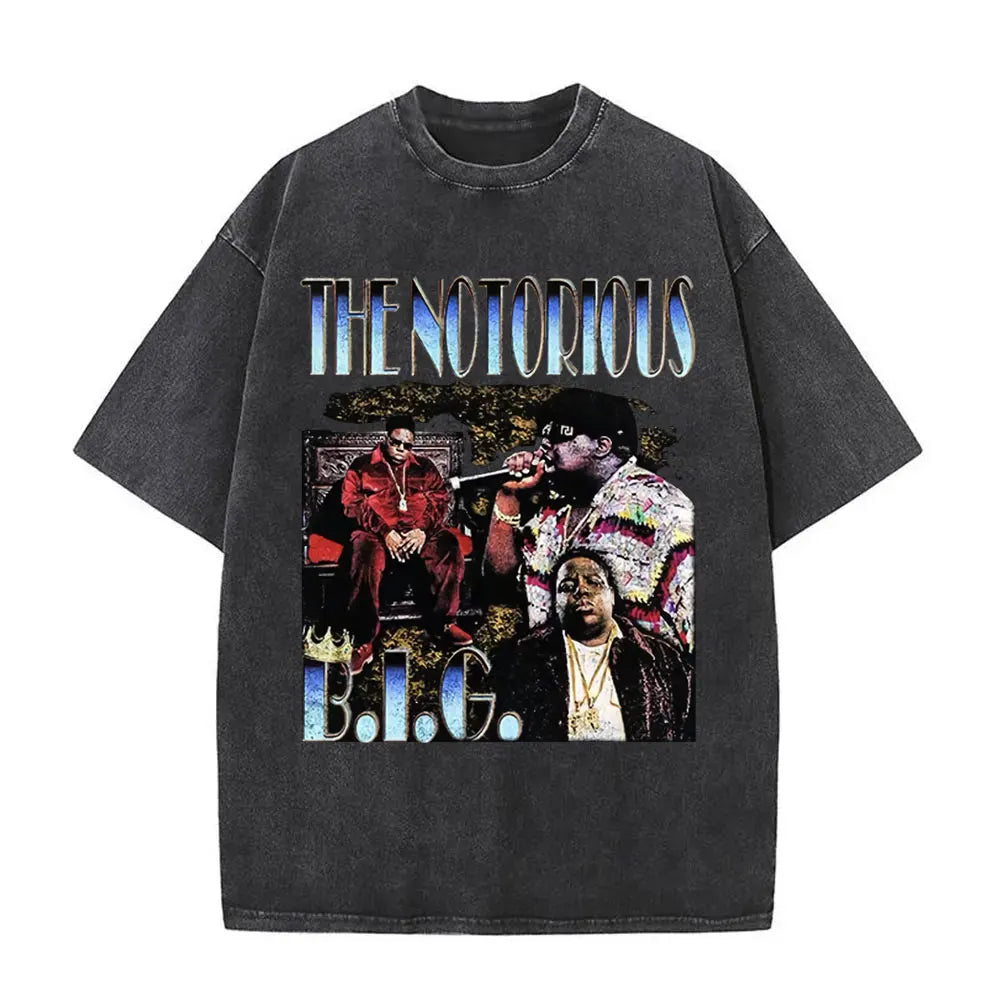 Washed Vintage the Notorious Big Ready to Die Big Poppa Album Graphic T Shirts Men Women'S Hip Hop Rapper Biggie Smalls T-Shirts