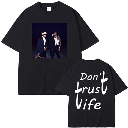 Rapper Metro Boomin Heroes & Villains Double Sided Print T-Shirts Men Women Hip Hop Vintage Oversize Tshirt Male Cool Streetwear