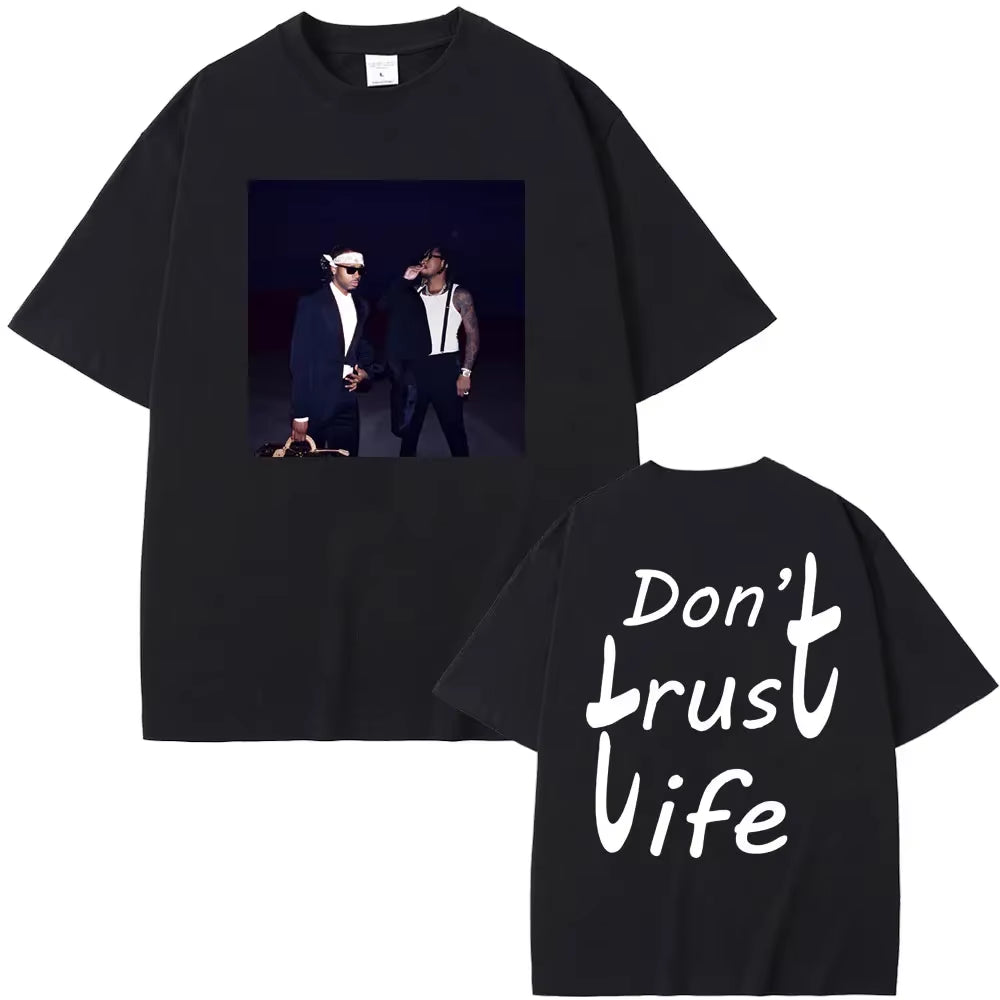 Rapper Metro Boomin Heroes & Villains Double Sided Print T-Shirts Men Women Hip Hop Vintage Oversize Tshirt Male Cool Streetwear
