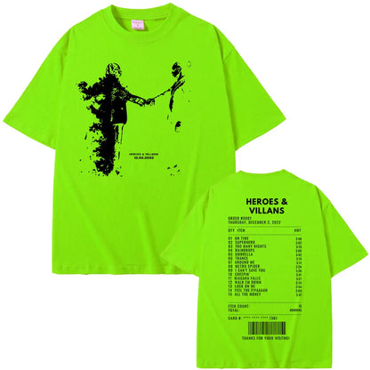 Rapper Metro Boomin Heroes & Villains Double Sided Print T-Shirts Men Women Hip Hop Vintage Oversize Tshirt Male Cool Streetwear
