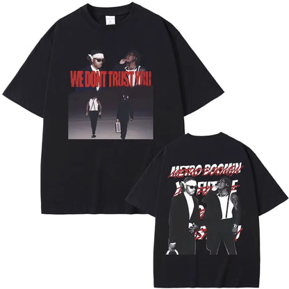 Rapper Metro Boomin Heroes & Villains Double Sided Print T-Shirts Men Women Hip Hop Vintage Oversize Tshirt Male Cool Streetwear
