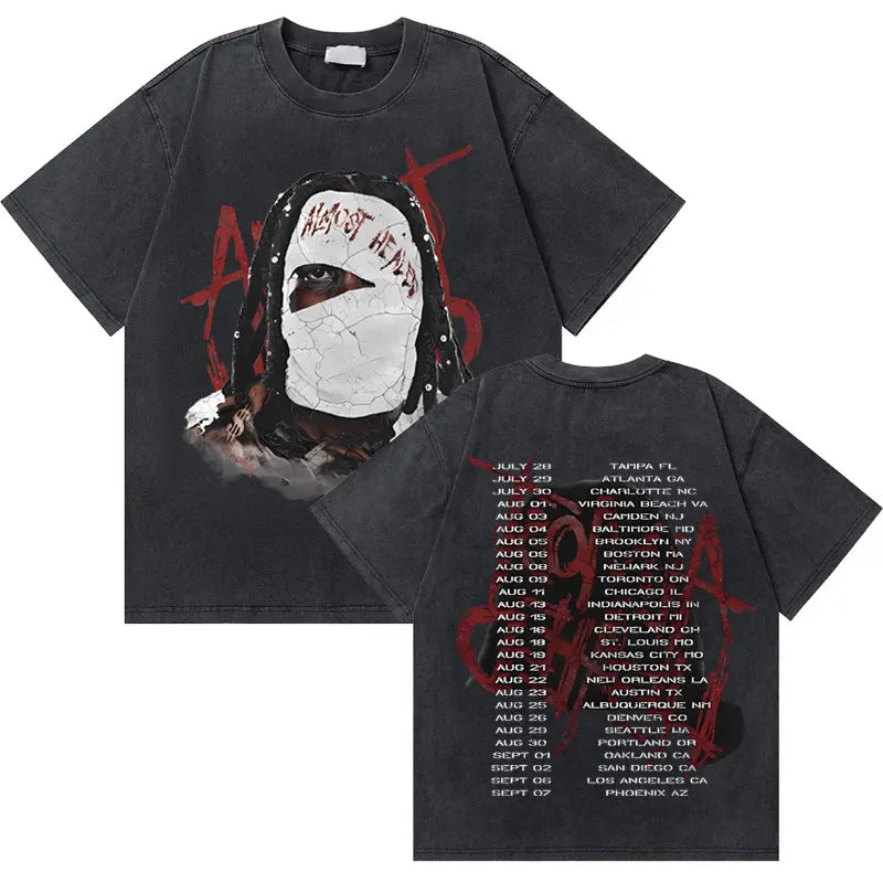 Washed Vintage Rapper Lil Durk Healing Tour T-Shirt Men Women Hip Hop Fashion Oversized Tshirt Male Casual 100% Cotton T Shirts