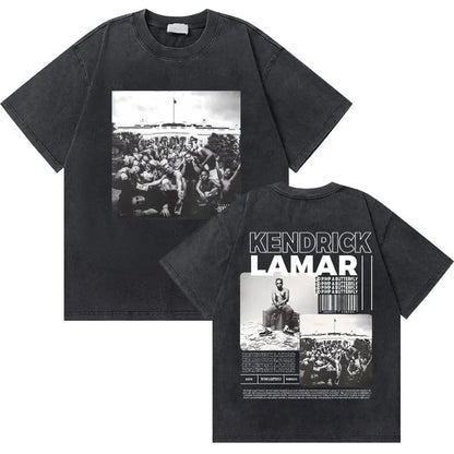 Washed Vintage Rapper Kendrick Lamar to Pimp a Butterfly Graphic Tshirt Men Hip Hop Rap Style T Shirts Male Oversized T-Shirts