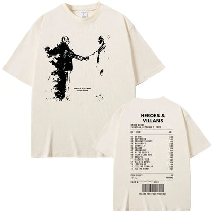 Rapper Metro Boomin Heroes & Villains Double Sided Print T-Shirts Men Women Hip Hop Vintage Oversize Tshirt Male Cool Streetwear