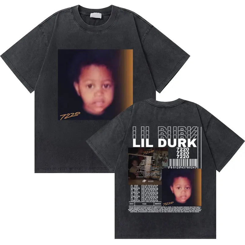 Washed Vintage Rapper Lil Durk Healing Tour T-Shirt Men Women Hip Hop Fashion Oversized Tshirt Male Casual 100% Cotton T Shirts
