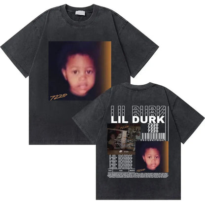 Washed Vintage Rapper Lil Durk Healing Tour T-Shirt Men Women Hip Hop Fashion Oversized Tshirt Male Casual 100% Cotton T Shirts