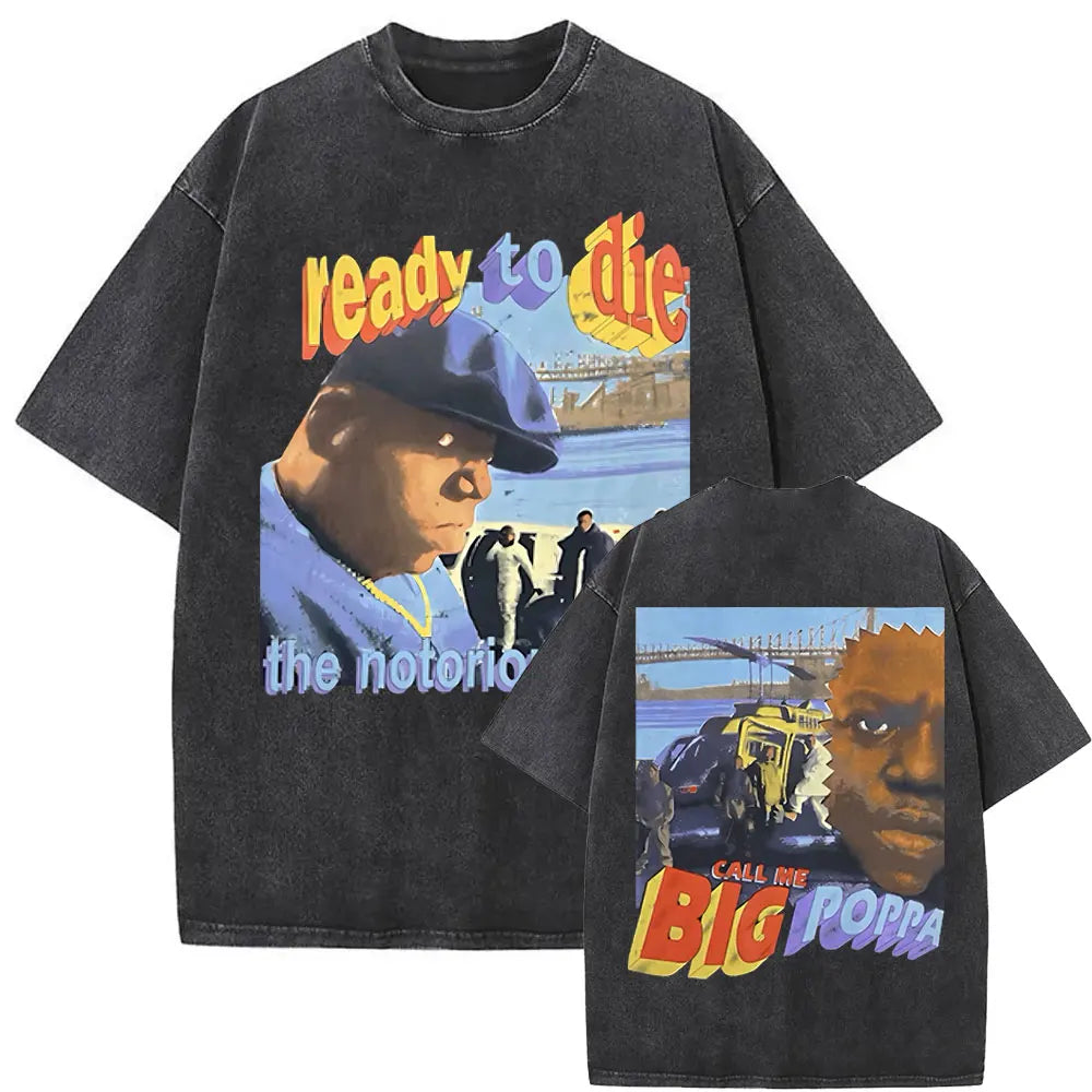 Washed Vintage the Notorious Big Ready to Die Big Poppa Album Graphic T Shirts Men Women'S Hip Hop Rapper Biggie Smalls T-Shirts