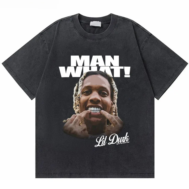 Washed Vintage Rapper Lil Durk Healing Tour T-Shirt Men Women Hip Hop Fashion Oversized Tshirt Male Casual 100% Cotton T Shirts