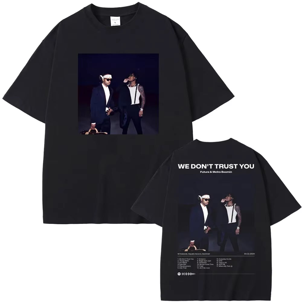 Rapper Metro Boomin Heroes & Villains Double Sided Print T-Shirts Men Women Hip Hop Vintage Oversize Tshirt Male Cool Streetwear