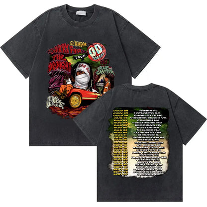 Washed Vintage Rapper Lil Durk Healing Tour T-Shirt Men Women Hip Hop Fashion Oversized Tshirt Male Casual 100% Cotton T Shirts