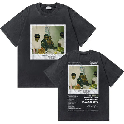 Washed Vintage Rapper Kendrick Lamar to Pimp a Butterfly Graphic Tshirt Men Hip Hop Rap Style T Shirts Male Oversized T-Shirts