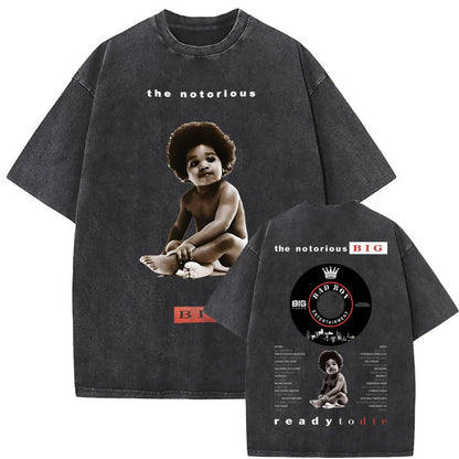 Washed Vintage the Notorious Big Ready to Die Big Poppa Album Graphic T Shirts Men Women'S Hip Hop Rapper Biggie Smalls T-Shirts
