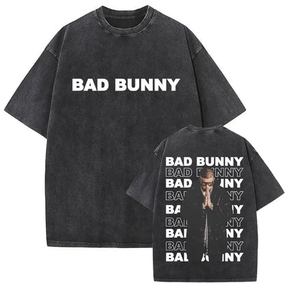 Washed Vintage Rapper Bad Bunny Debi Tirar Mas Fotos DTMF Graphic T Shirt Male Hip Hop Harajuku T-Shirt Men'S Oversized T-Shirts